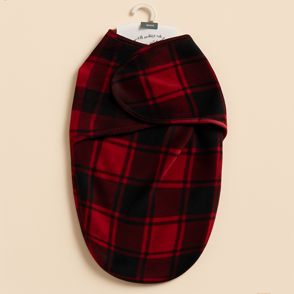 Baby Warm Adjustable Swaddle Check Maroon - Sunshine